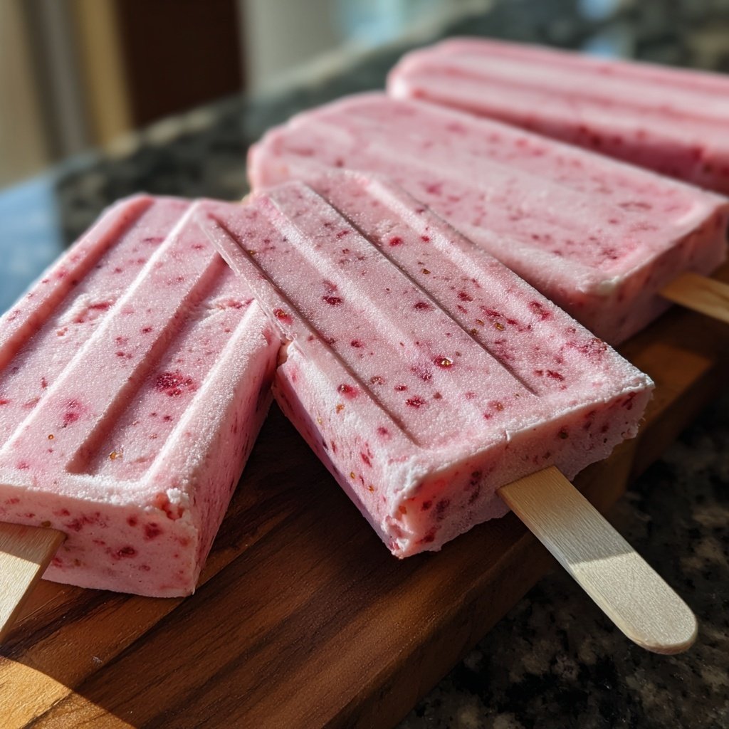 Erdbeer-Joghurt-Eis am Stiel