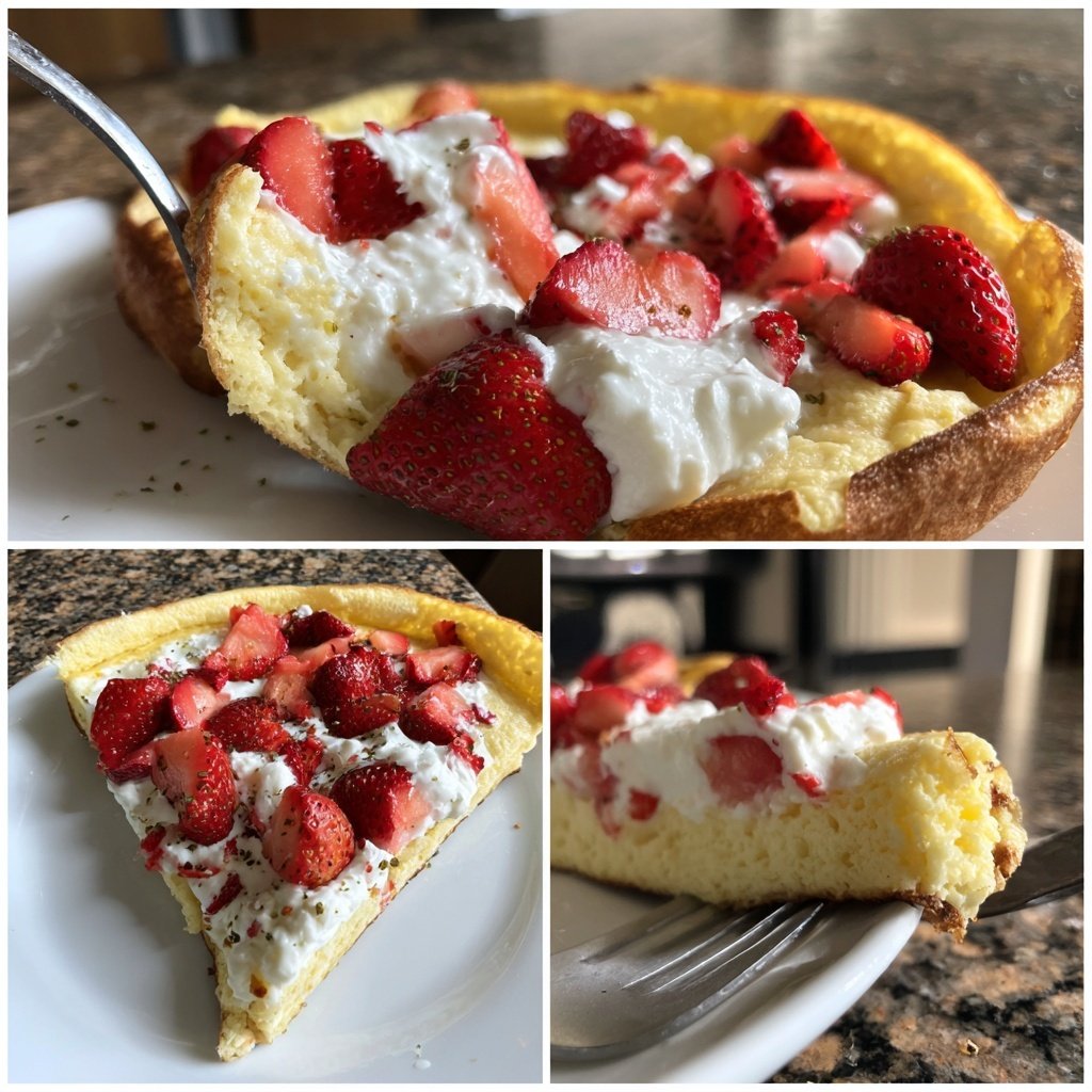 Pfannkuchen mit Quark und Erdbeeren