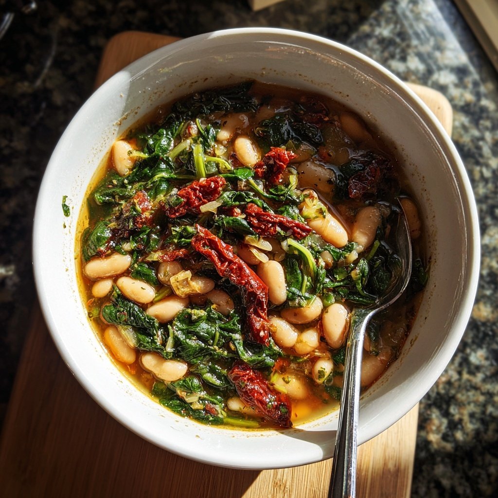 Mediterraner Weißer Bohnenspinat-Eintopf