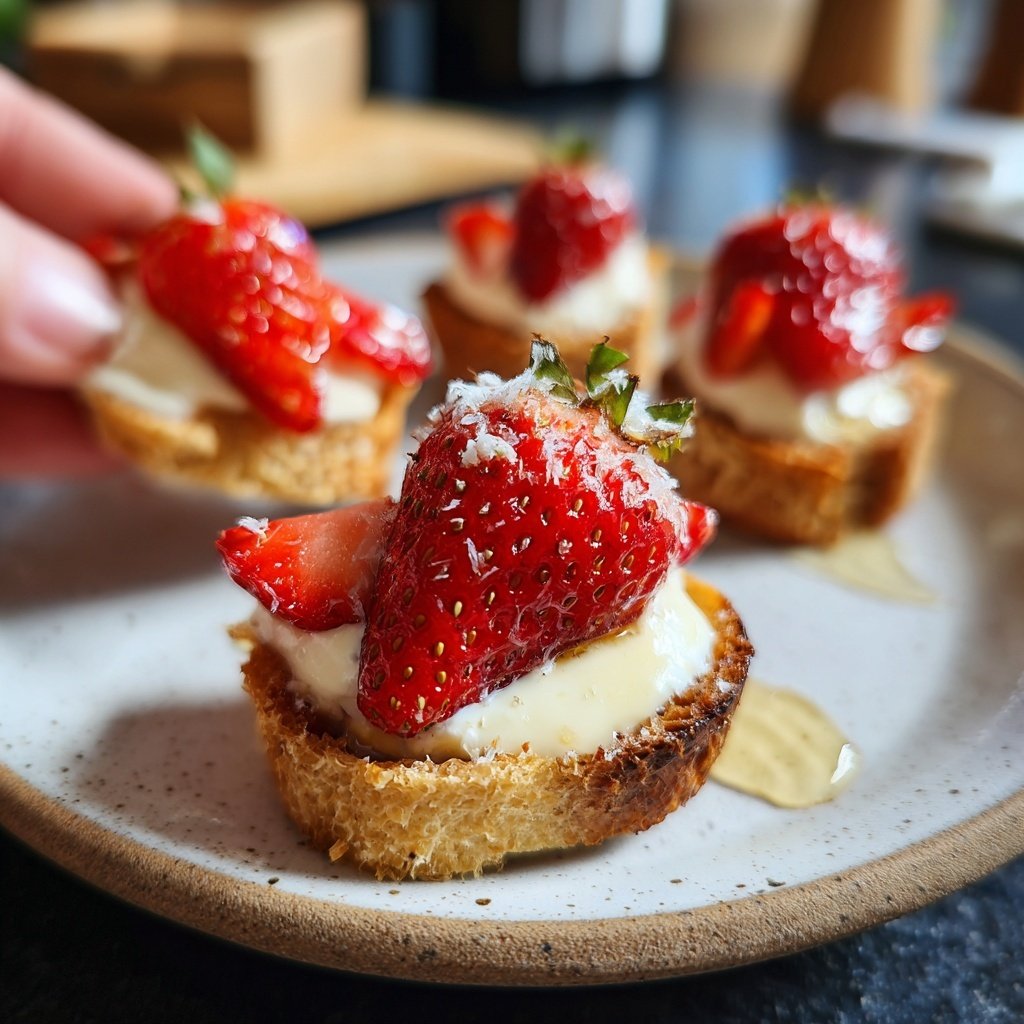 Canapés mit Erdbeer-Frischkäse