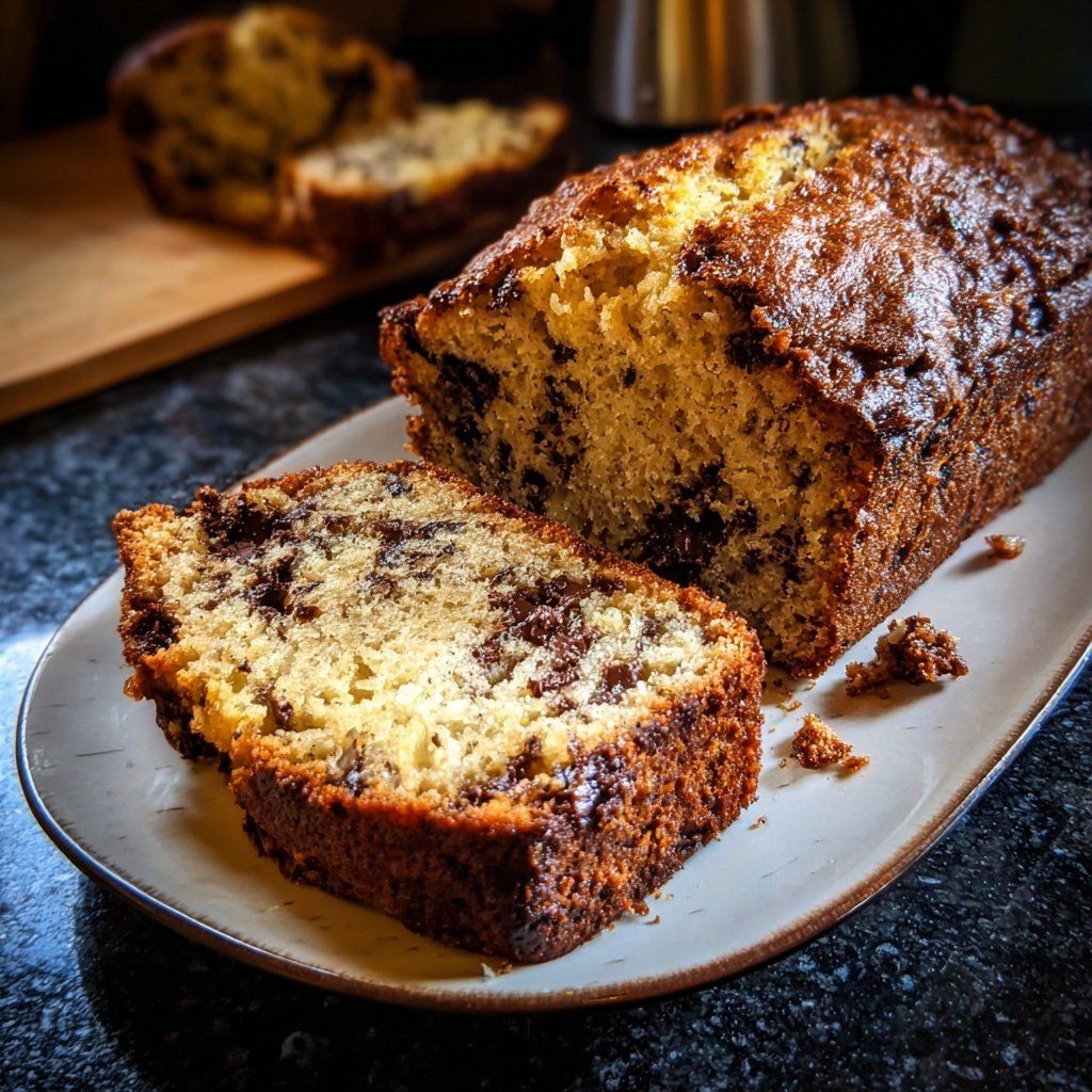 Bananenbrot mit Schokostückchen und Mandeln