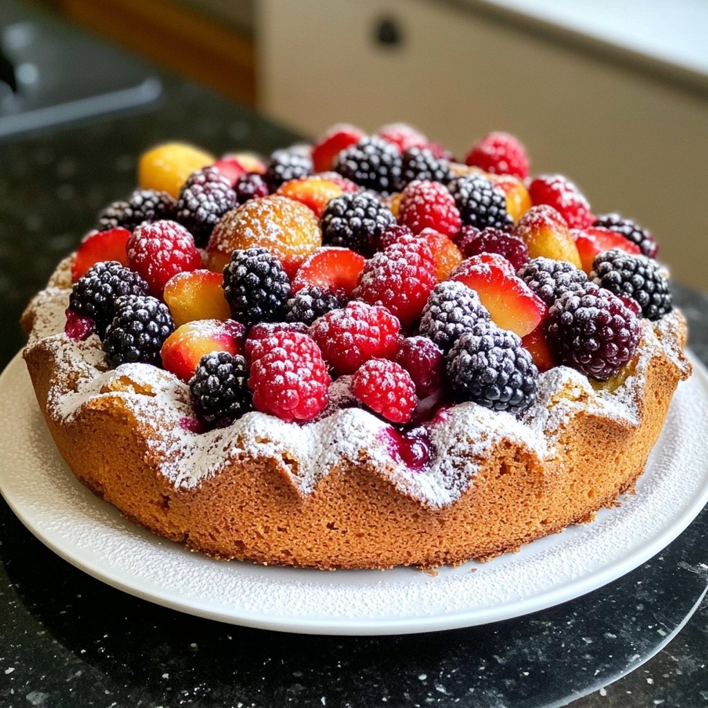 Zitronenkuchen mit Beeren