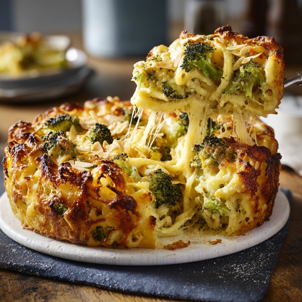 Nudelauflauf mit Brokkoli und Mandeln