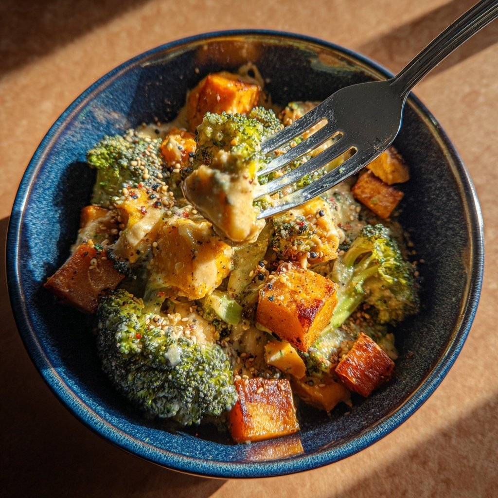 Brokkoli Süßkartoffel Bowl